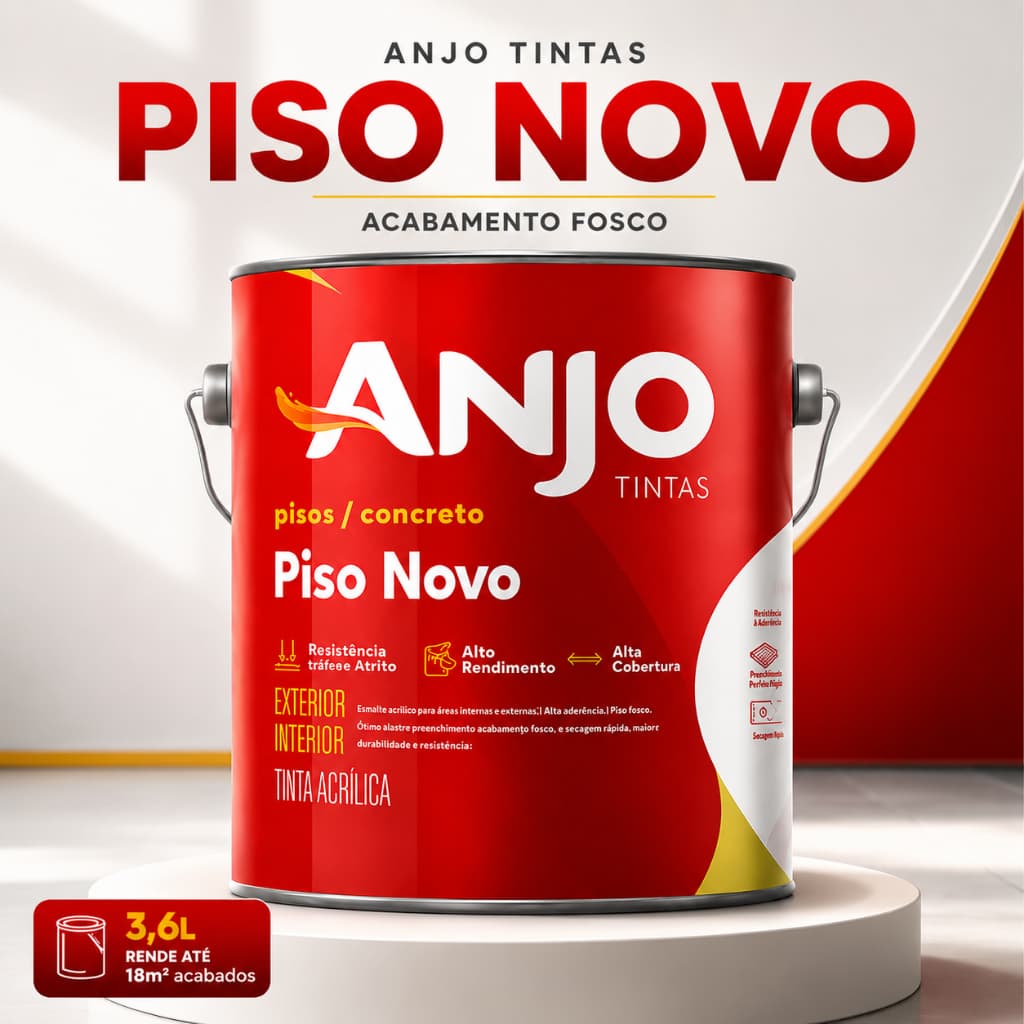 Anjo Tinta para Piso Novo 3,6L Acrílica para Pisos