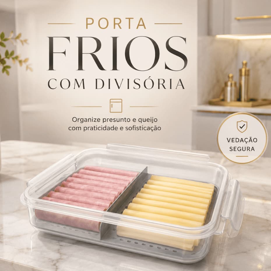 Pote Porta Frios C/ Escorredor Tampa C/ Travas 2 Divisórias - LIG BRIN | ENVIO RÁPIDO