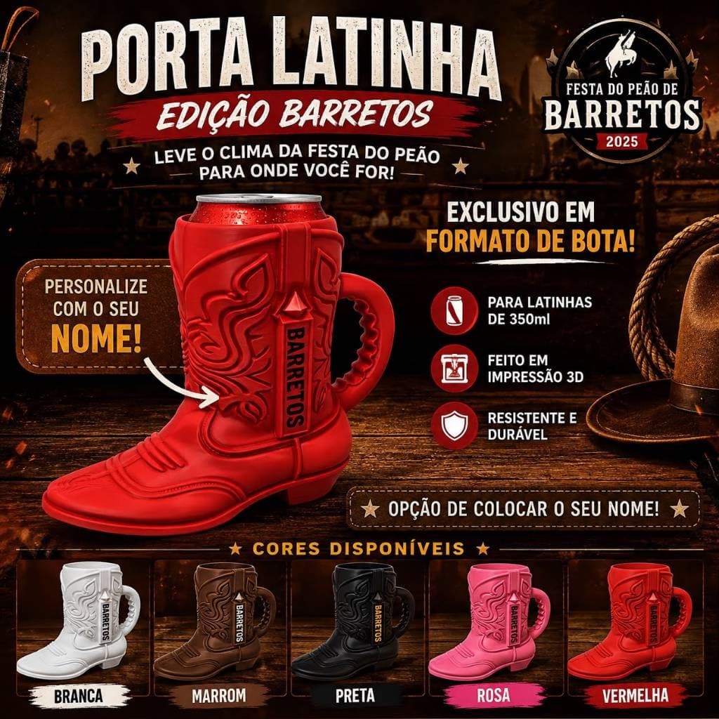 Porta Lata Bota Boiadeira Barretos Country Latinha