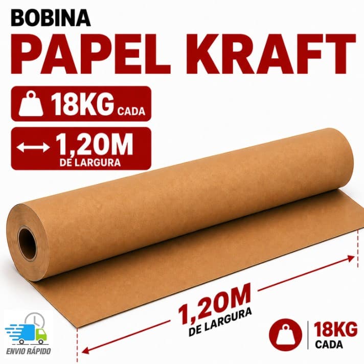 Papel Kraft Bobina 1,20 metro Aprox. 18 a 20kg KG  Pardo Embalagem Caixa