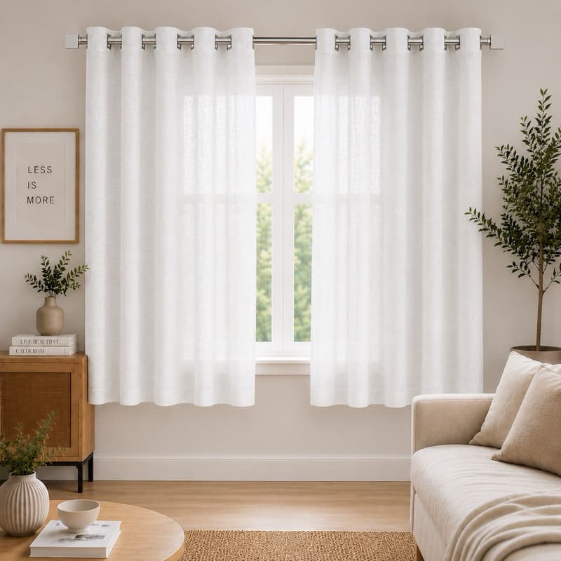 Cortina Sala e Quarto Voil Linho Flame Com Ilhós 2,00m x 1,70m Decoração Sofisticada