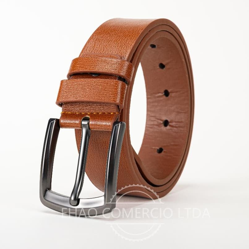 Cinto de PU masculino, fivela de pino de alta qualidade, cinto masculino Caramelo, cinto masculino de tamanho grande