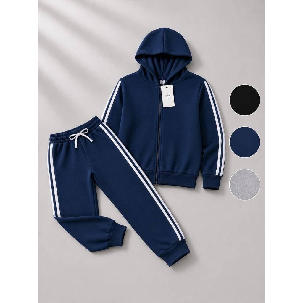 Conjunto Agasalho Moletom Infantil com Calça e Jaqueta com Capuz Tam. 10,12 e 14