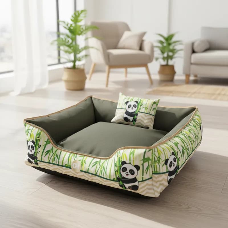 Caminha Pet Cama para Cachorro e Gato 60x60 2 Peças Lavável com Zíper Estampada