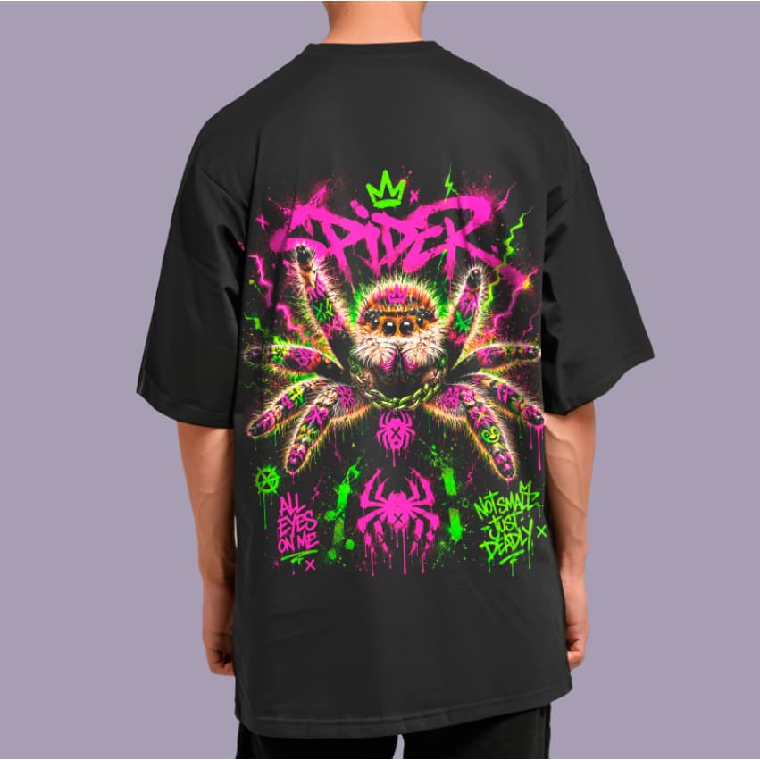 Camiseta Oversized Spider - Algodão Gola Redonda Respirável Estilo de Rua Básica Casual COD 1