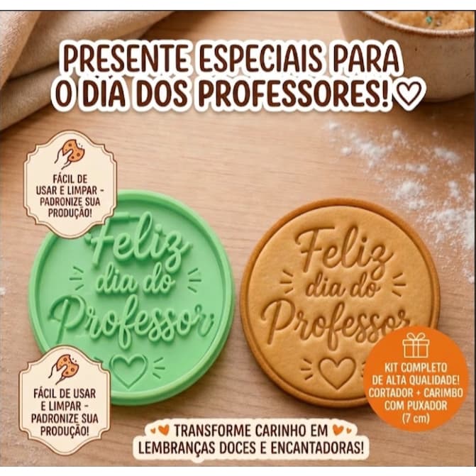 Cortador e Marcador de Biscoito de Feliz Dia dos Professores