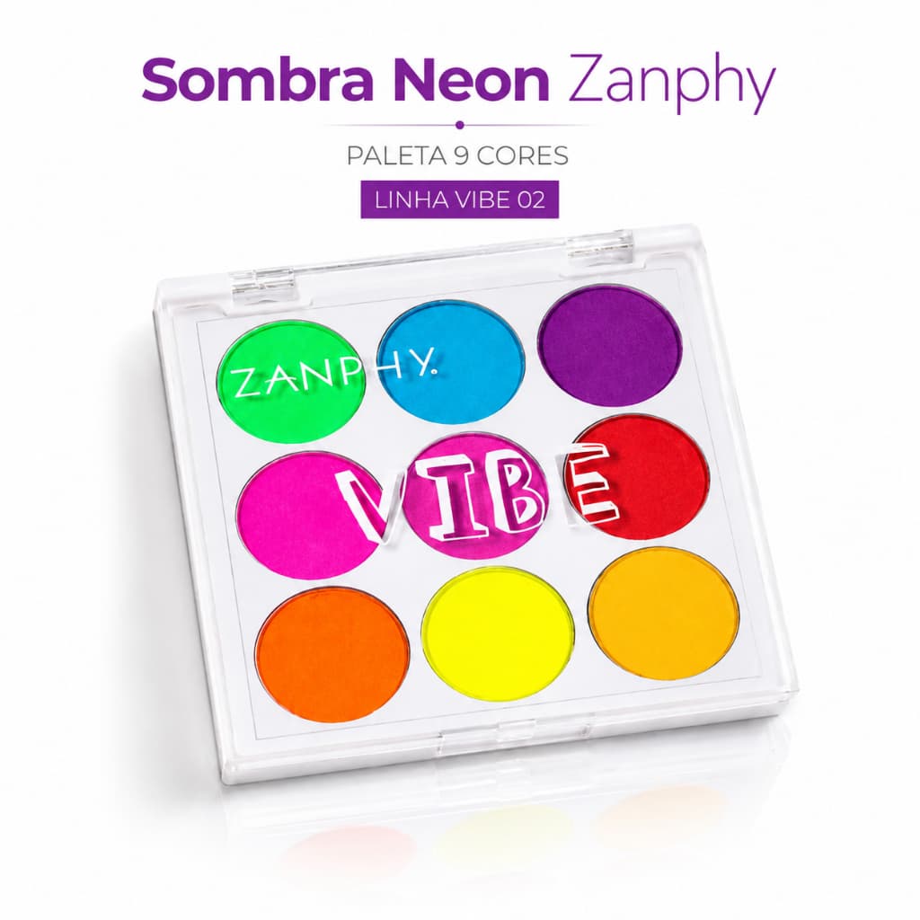 Zanphy Paleta de Sombras Neon 9 Cores Vibrantes Maquiagem Artística Halloween Rosto