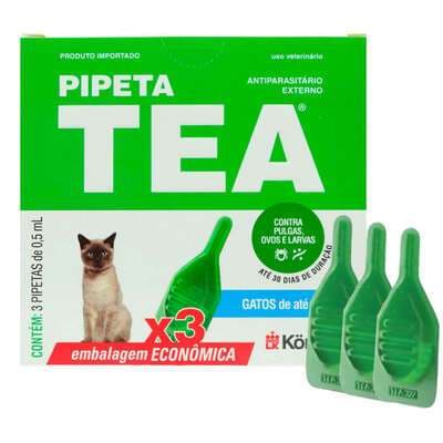 Antipulgas TEA Gatos Pipeta 3 unid Até 4kg 0,5ml
