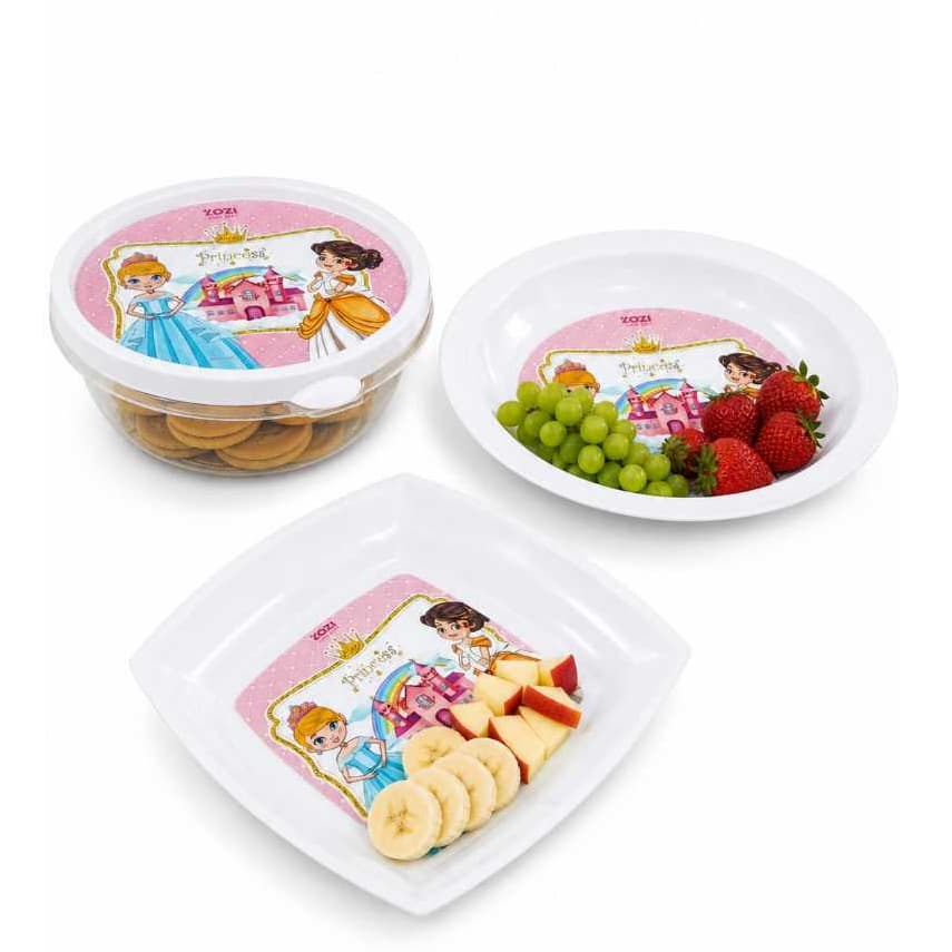 Kit Princesa Infantil 3 Peças – Caneca, Prato e Pote Aniversario Lembrancinha Festa Menina