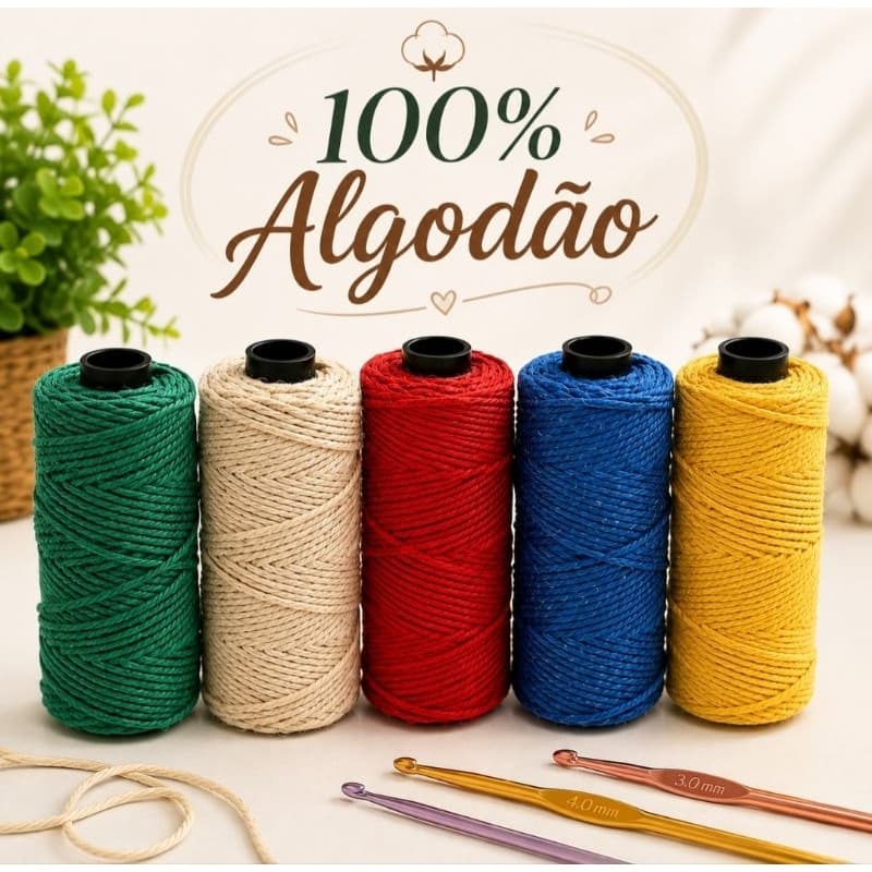 Barbante de Algodão Colorido Escolar Artesanato Decoração 70 Metros