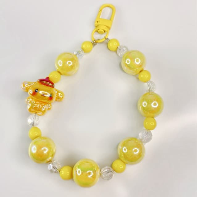 Phone Strap Pompompurin Sanrio Amarelo Cordão para Celular Cordão de Mão Alça de Celular