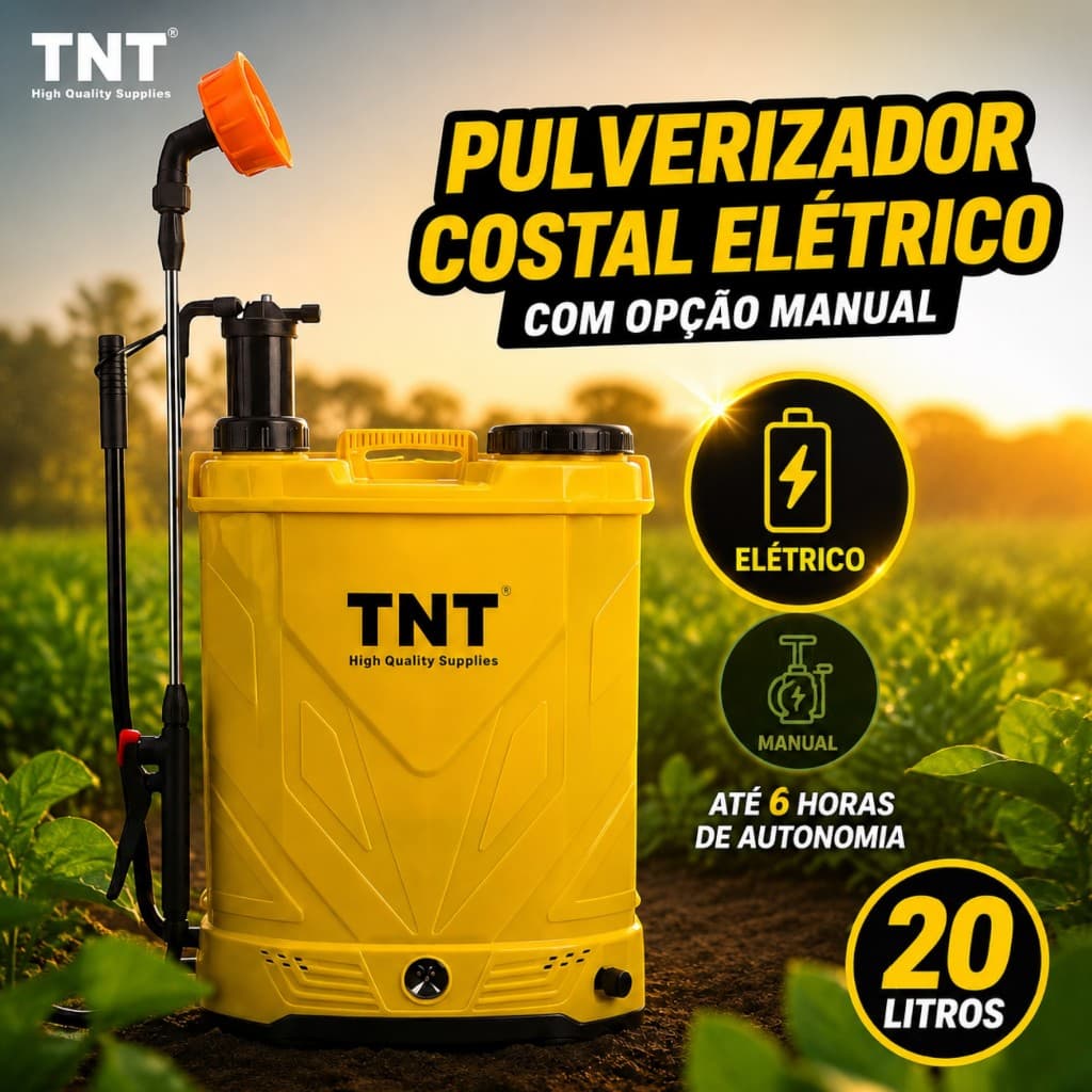 Pulverizador 20l Costal Agrícola Elétrico e Manual TNT Aplicação de Veneno com Kit de Reparos