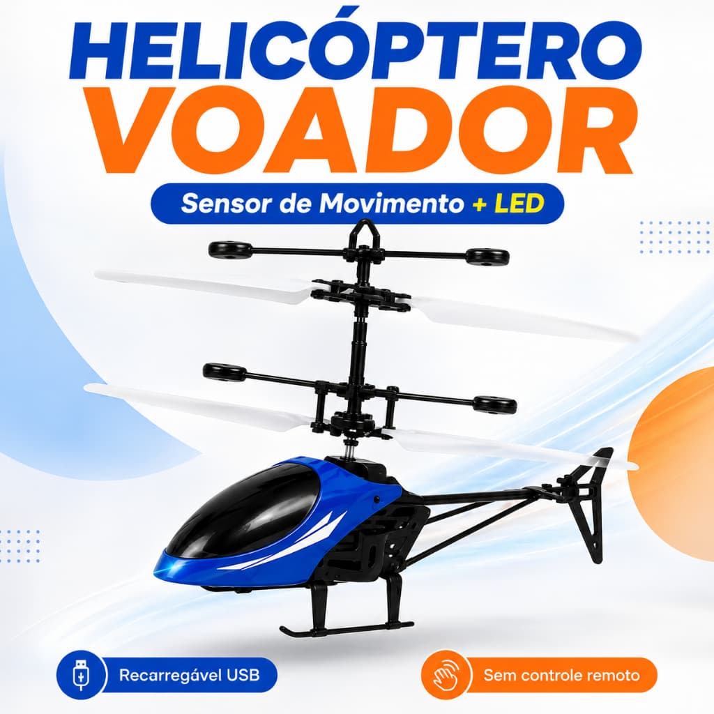 Helicóptero Voador com Sensor de Movimento LED Recarregável USB por Indução