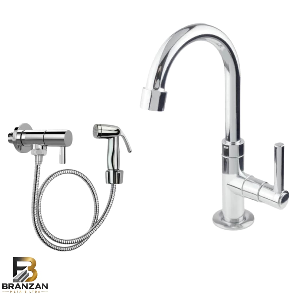 Kit Torneira 1198 Abs Bancada Luxo + Ducha Abs Cromada Luxo.