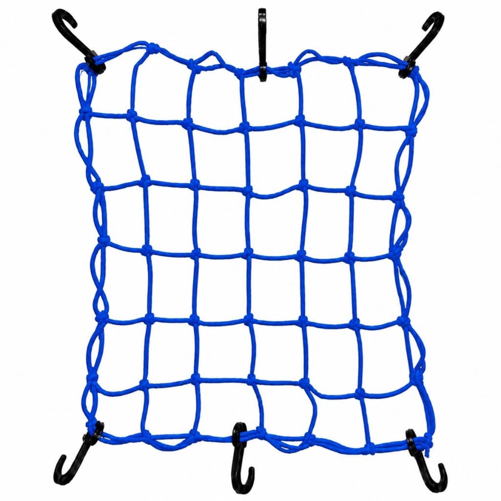 Rede Elástica Aranha Moto Bagageiro Redinha Azul Bic 35x35 Gancho A Gancho