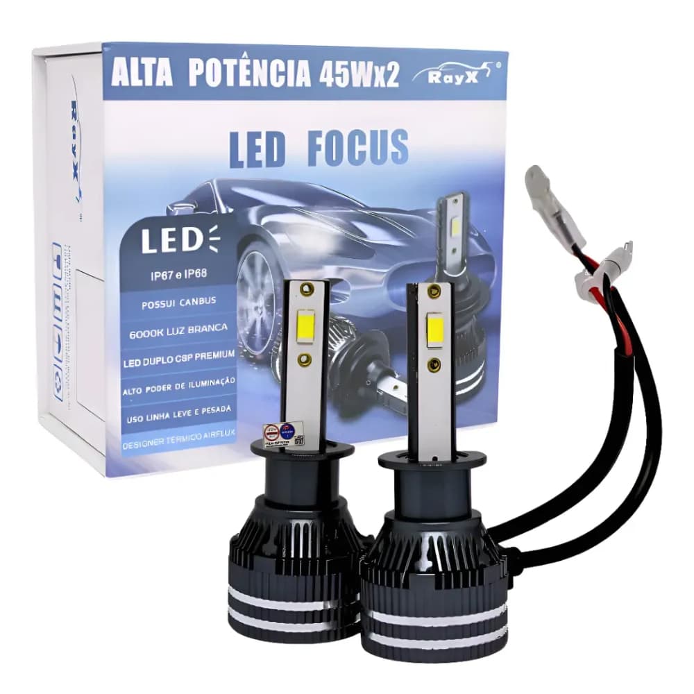 Kit Ultra Led Focus 90w 13000 LUMENS RayX C/ Canceller