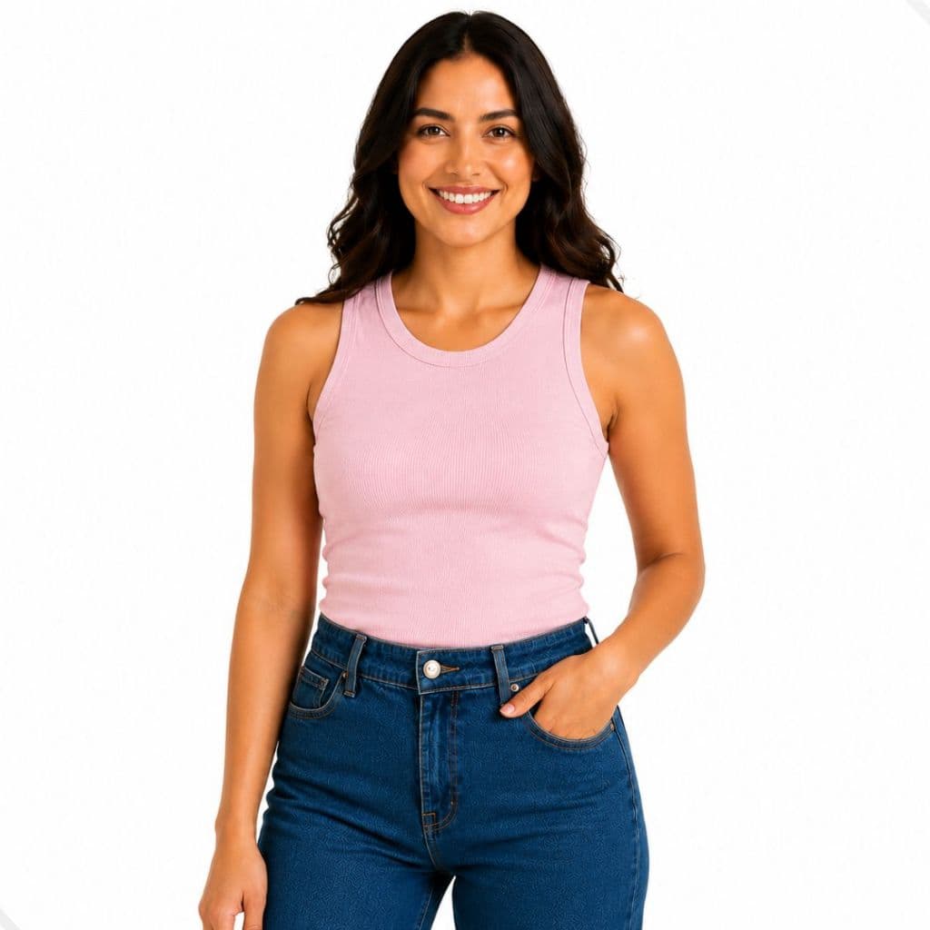 Regata Feminina Ribana Canelada Básica Moderna para Todos os Looks