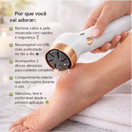 Esfoliador Eletrico Portatil Removedor Calos Pele Morta Cuidados Pessoais Pedicure
