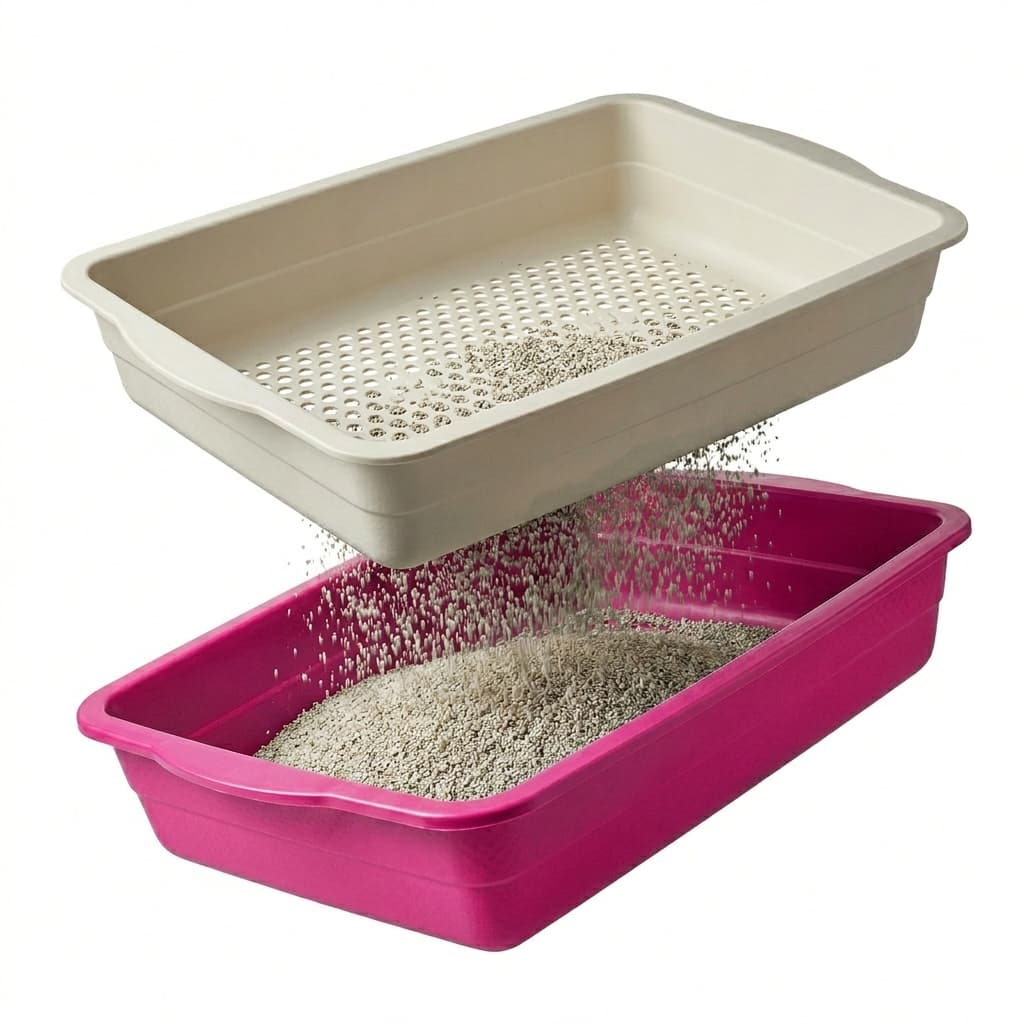 Kit Caixa de Areia para Gato 3 Itens com Peneira Furba Fácil Banheiro Higiênico Bandeja Sanitária