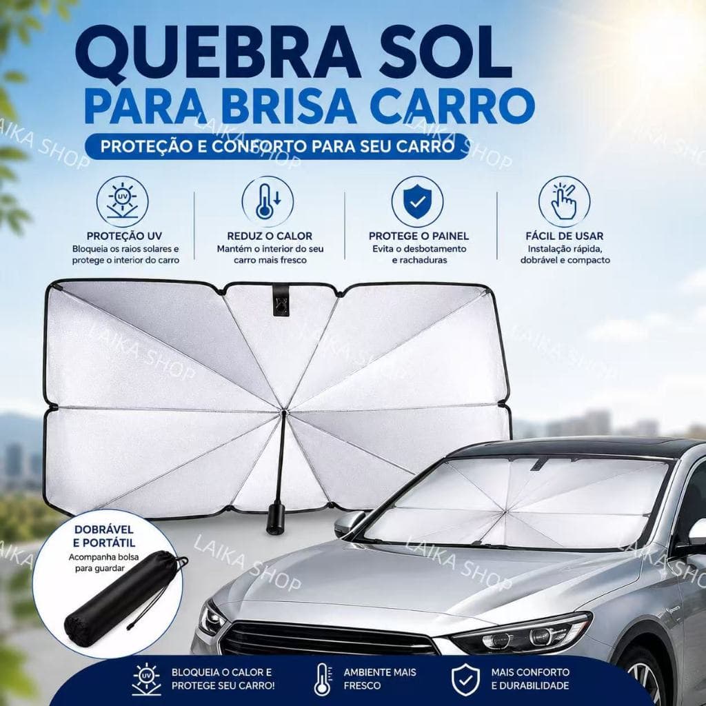 Quebra Sol Guarda Sol Para-brisa Carro Guarda Sol Retrátil Dobrável Proteção UV Compacto