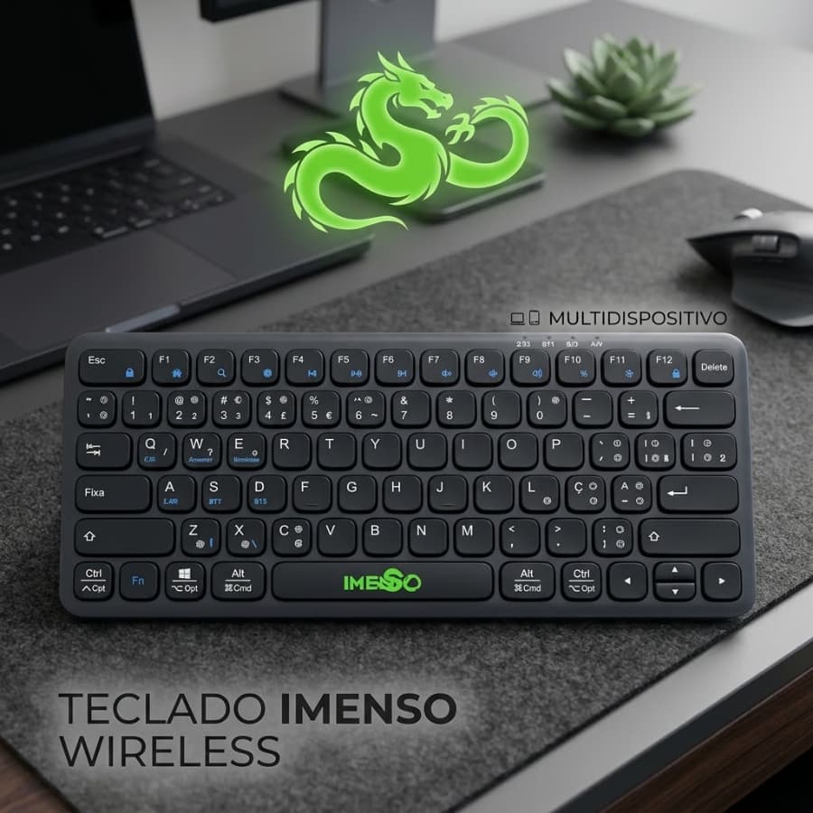 Teclado sem Fio Recarregável Bluetooth 5.3 Wireless Altamente Compativel com Computador Tablet Compacto e Fino Qualidade