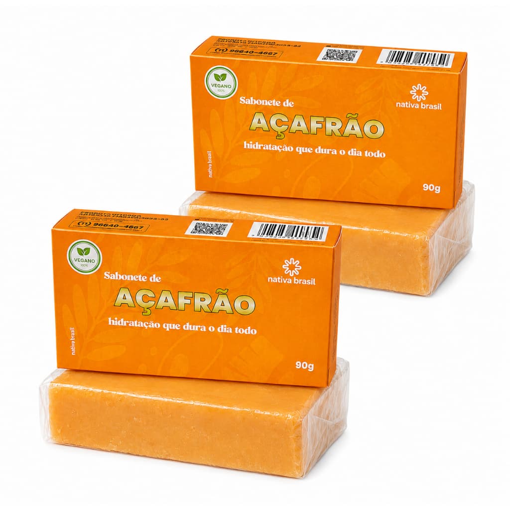 Kit 2 Sabonetes Açafrão Nativa Brasil 90g Clareador Anti Foliculite