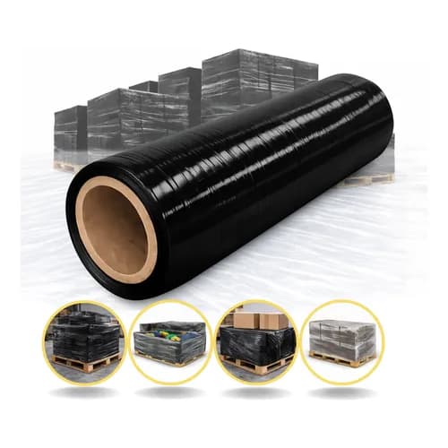 Bobina Papel Filme Stretch Plástico Preto 300 Metros