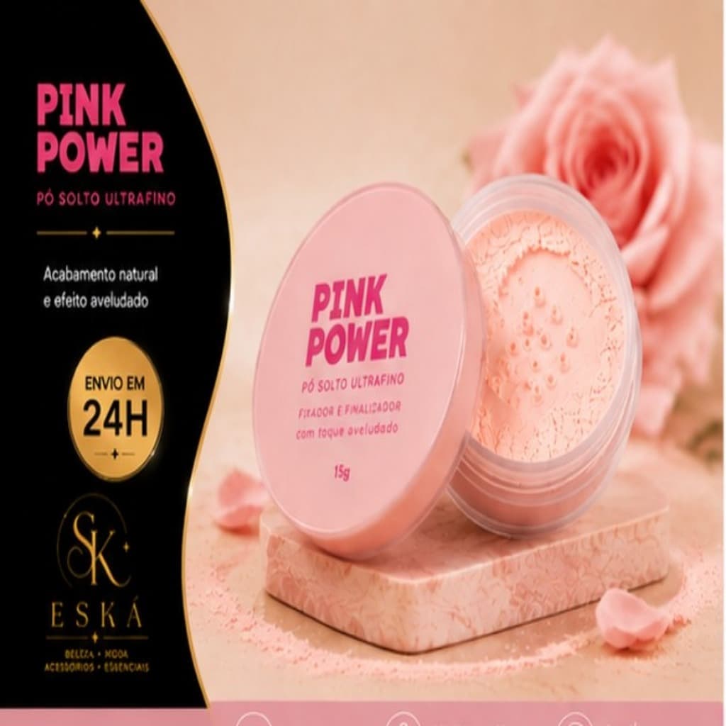 Dapop Pink Power Pó Facial Compacto Maquiagem Alta Cobertura Acabamento Matte
