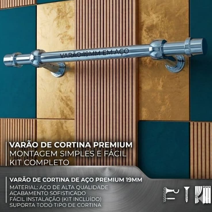 Varão Para Cortina 1,50 metros 28mm Grosso em aço reforçado Para Sala Quarto Cozinha Escritorio