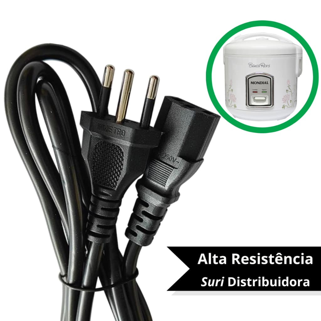 Cabo de Força Tripolar Panela Elétrica Alta Resistência Fio Grosso Bivolt 110v/220v