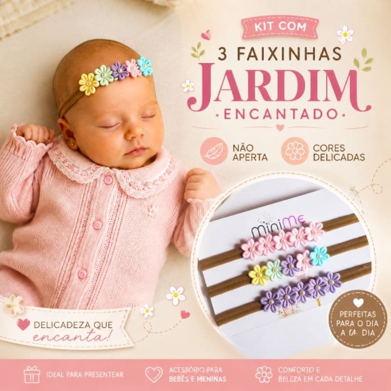 Kit 3 Faixinhas Bebe Maternidade Recem Nascido Enxoval Presente Gestante