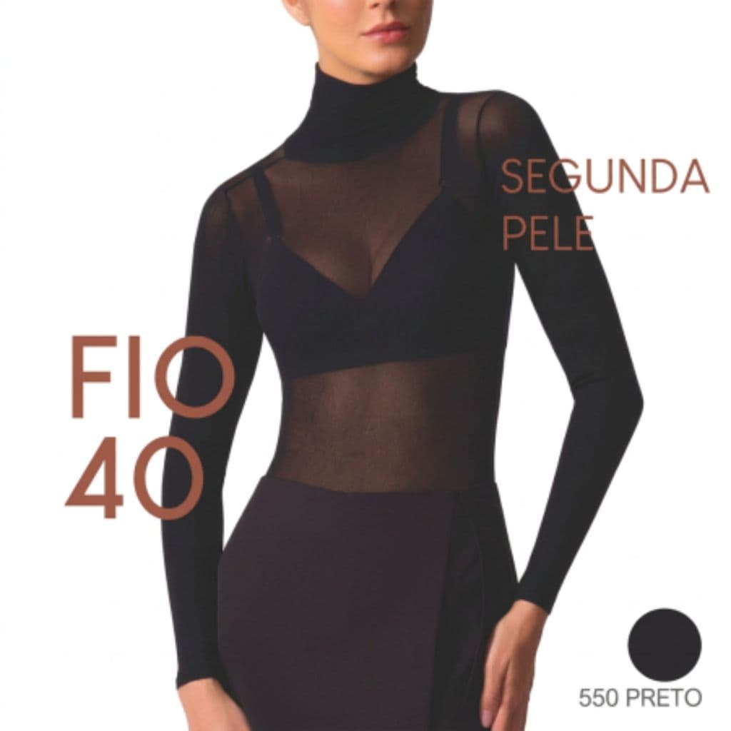 Blusa Segunda Pele Gola Alta Manga Longa Estiloso Fio 40 Original Selene REF 9900