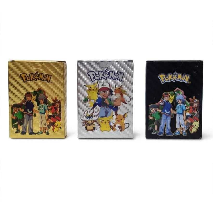 55 Peças Pokemon Charizard Cartas Ouro Preto Prata Coleção Jogo de Batalha Inglês para Crianças