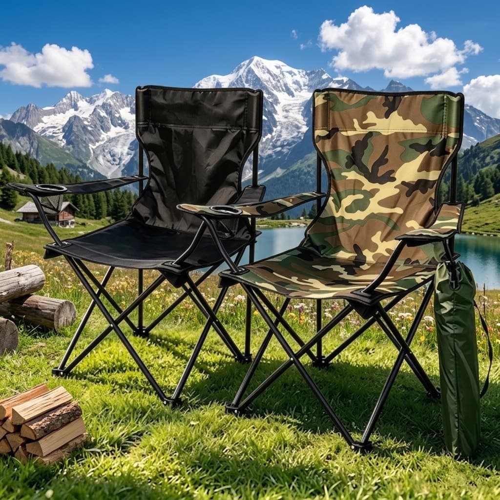 Cadeira Dobrável Praia Camping Pesca com Porta Copos e Bolsa