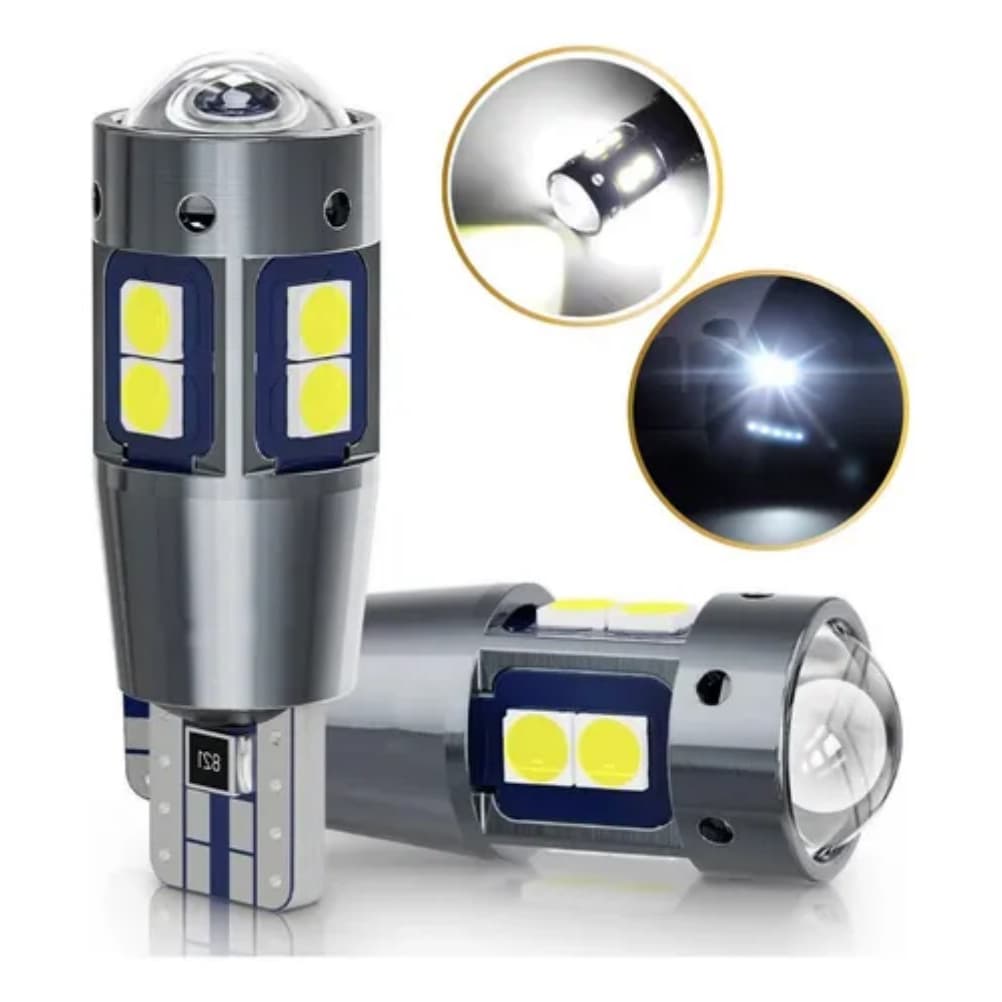 Par Lâmpadas LED T10 Canbus 6000K Universal – Super Brilho, Sem Erro no Painel, Fácil Instalar
