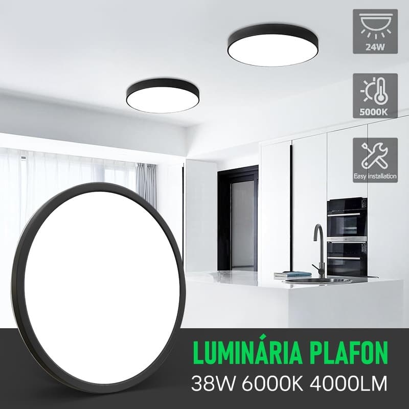 Plafon Luminária LED 3 Cores 40W 38cm 6000K 4000LM Luminária de Teto Redondo Para Ambientes Internos