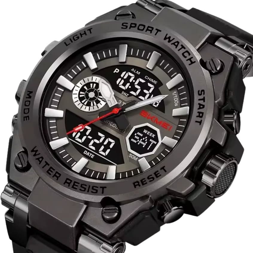 Relógio Masculino Skmei AnaDigi 2417 Preto e Cinza (Resistente à água 5ATM, Esportivo, Despertador, Cronômetro)