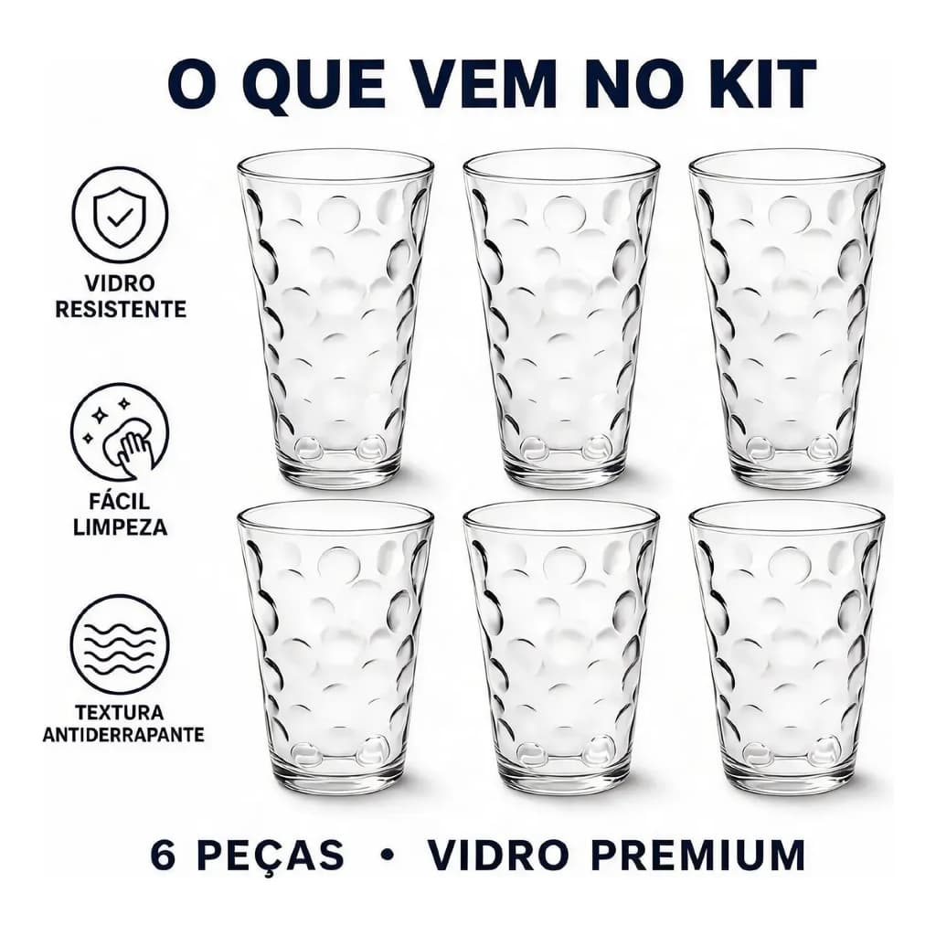 Jogo De Copo De Vidro Elegante E Resistente 400mlJogo De Copo De Vidro Elegante E Resistente 400ml clip-icon Jogo De Cop