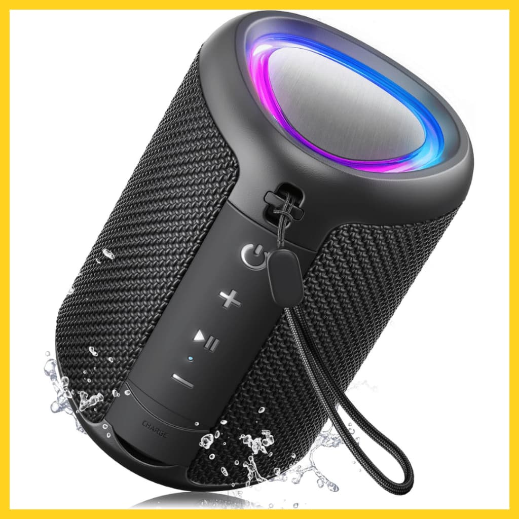 Caixa de Som Bluetooth Portátil Prova D'Água IPX5 com LED RGB TWS Som Potente Estéreo Longa Bateria
