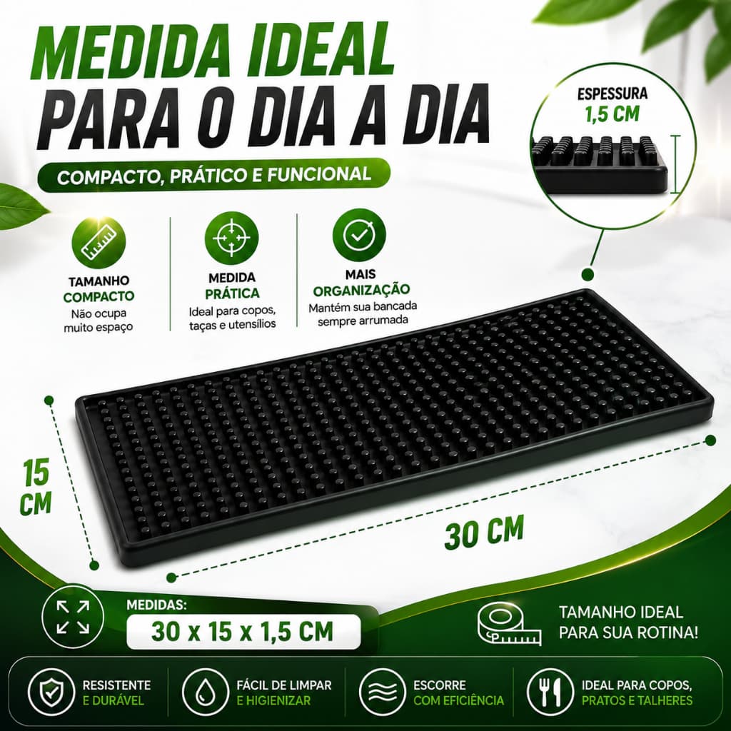 Tapete Escorredor de Louça 30x15 Antiderrapante Secar Louça, Preparar Drinks Barman