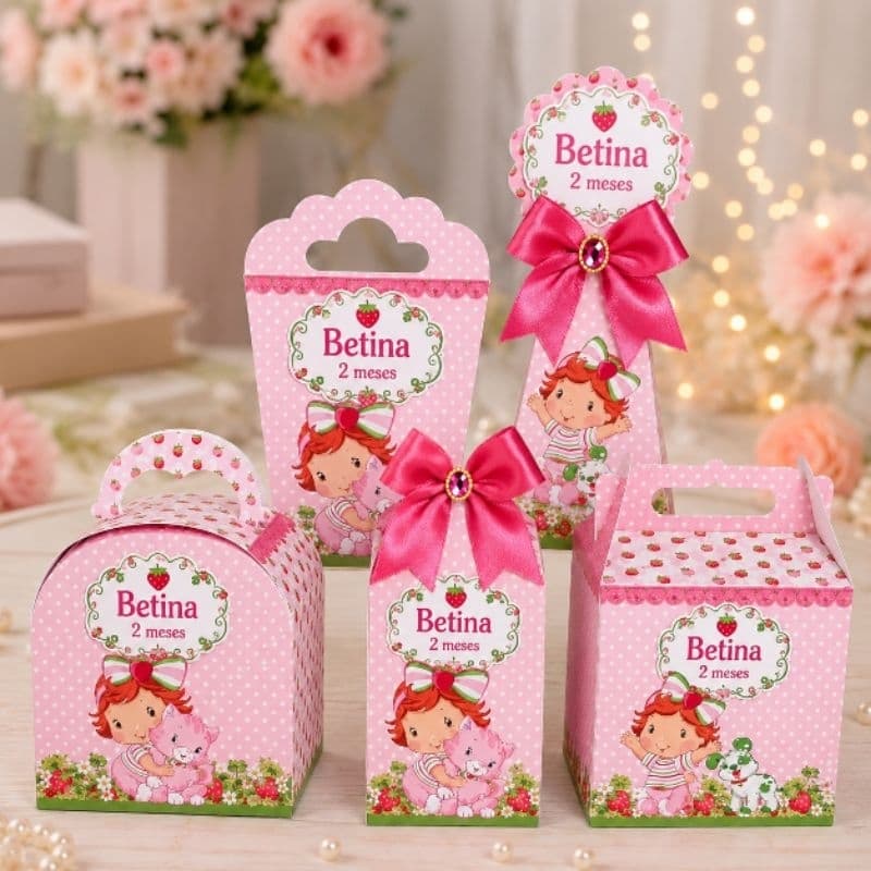 Kit Caixinhas Personalizadas Tema Moranguinho Baby