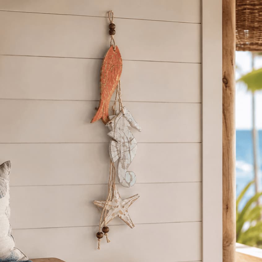 Fieira Peixe Madeira Decoração Rústica Artesanal Para Casa Mar Praia Para Parede