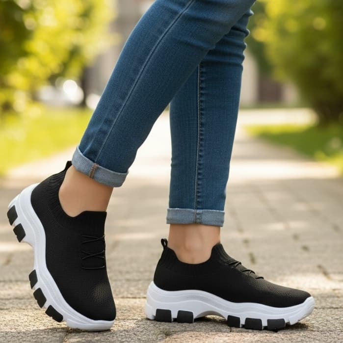 Tênis Feminino Meia Plataforma Fashion Confortável Caminhada Academia Leve