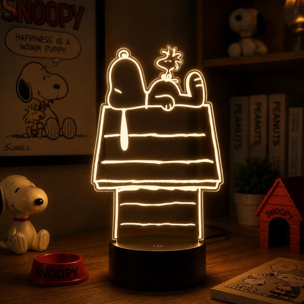 Luminária Led 3d | Snoopy | Abajur Presente Criativo Decoração Multicores