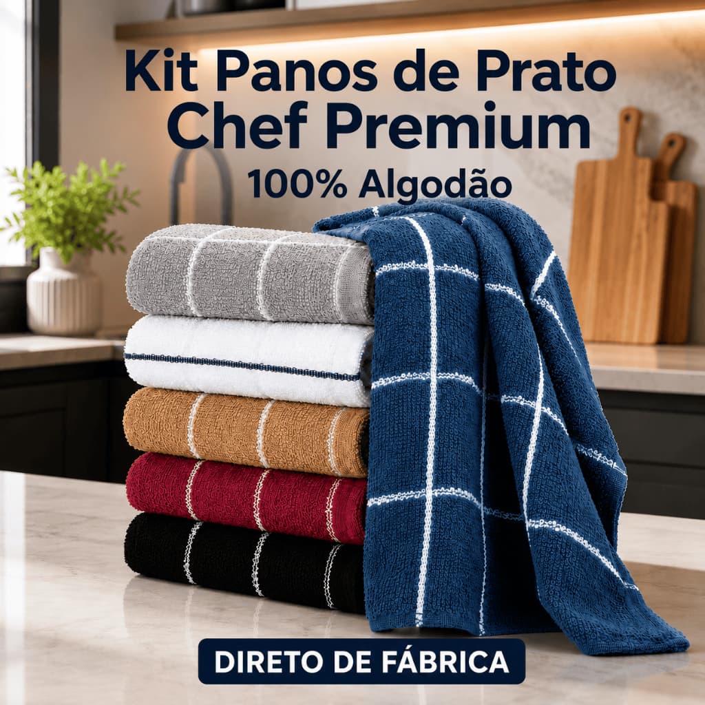 Kit 7 Pano de Prato Felpudo Copa Atoalhado Grande Modelo Premium Chef 100% Algodão Geométrico