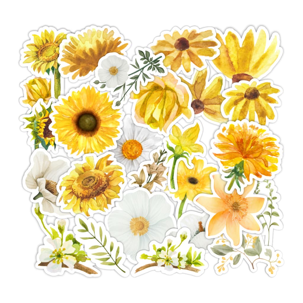 Adesivo Decorativo Scrapbook Flores Amarelas Planner Agenda 50un