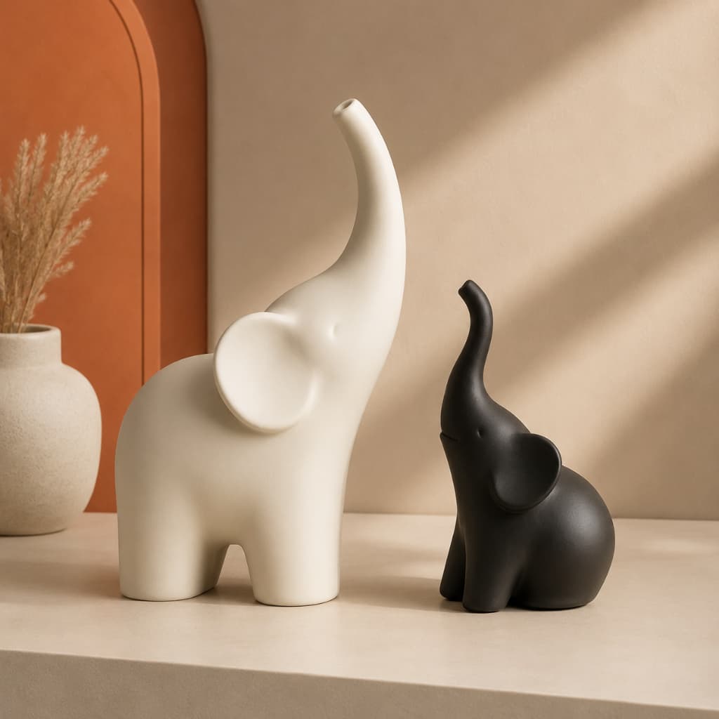 Estátua Elefantes Decorativos Modernos Decoração Minimalista Animais para Sala Mesa Cozinha Presente