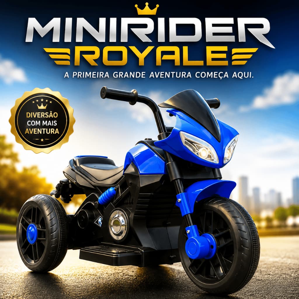 Moto Elétrica Infantil 6V MINIRIDER ROYALE 3 Rodas Bateria Recarregável com Pedal para Crianças