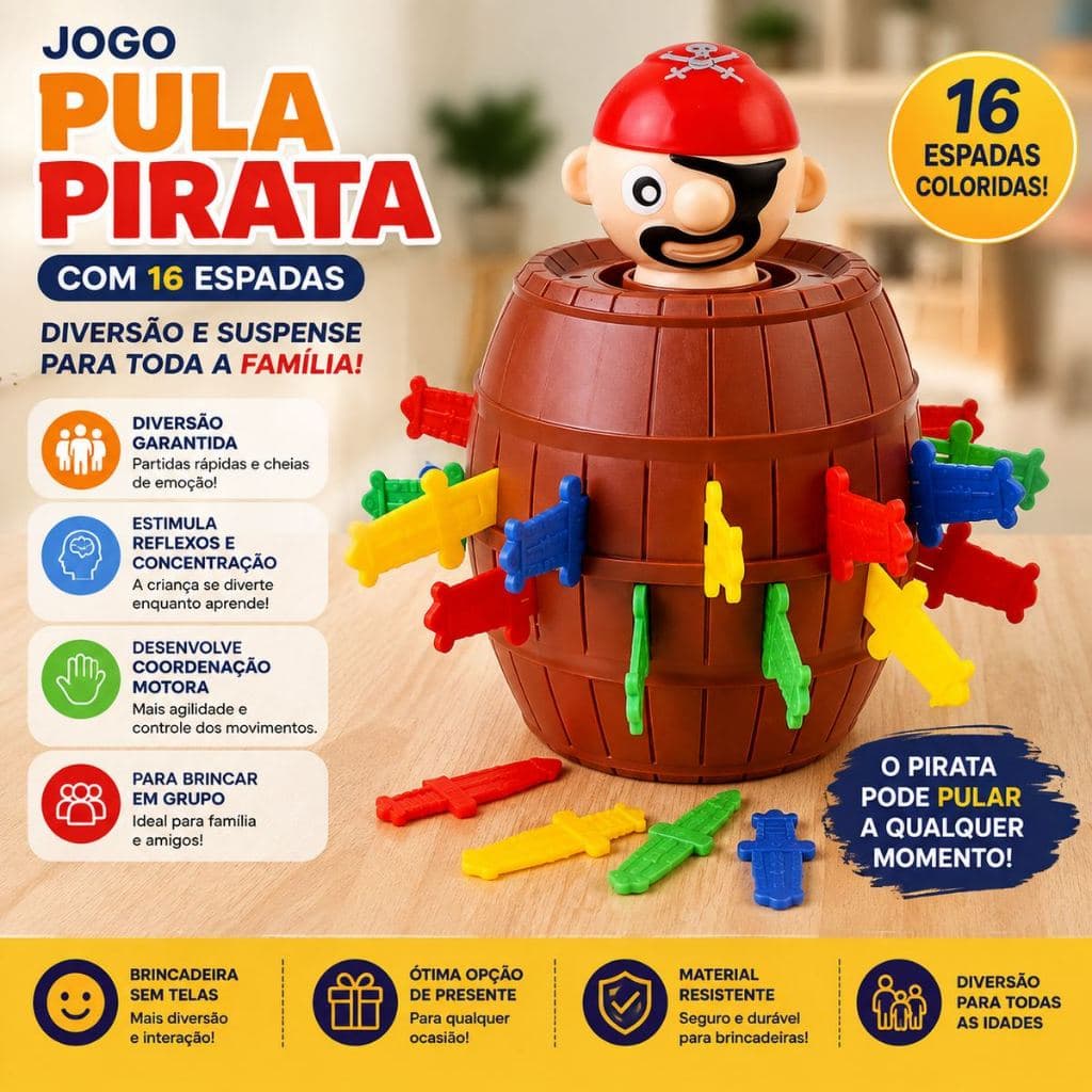 Jogo Pular Pirata Interativo 16 Espadas Diversao Familia Criancas Jogo De Mesa