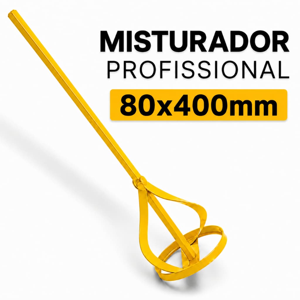 Misturador de Tinta e Argamassa 80x400mm para Furadeira Elétrica | Misturador Profissional Fertak
